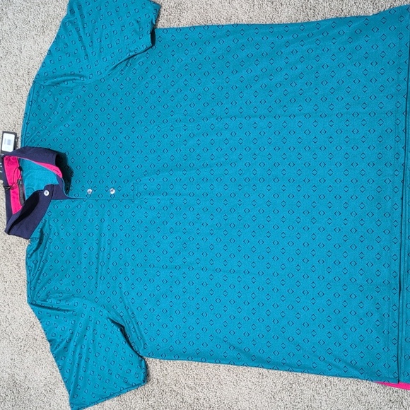 NWT Greyson The Journey Allover Wolf Logo Geo Print Fiddle Polo Shirt Men's XXL - Picture 10 of 13